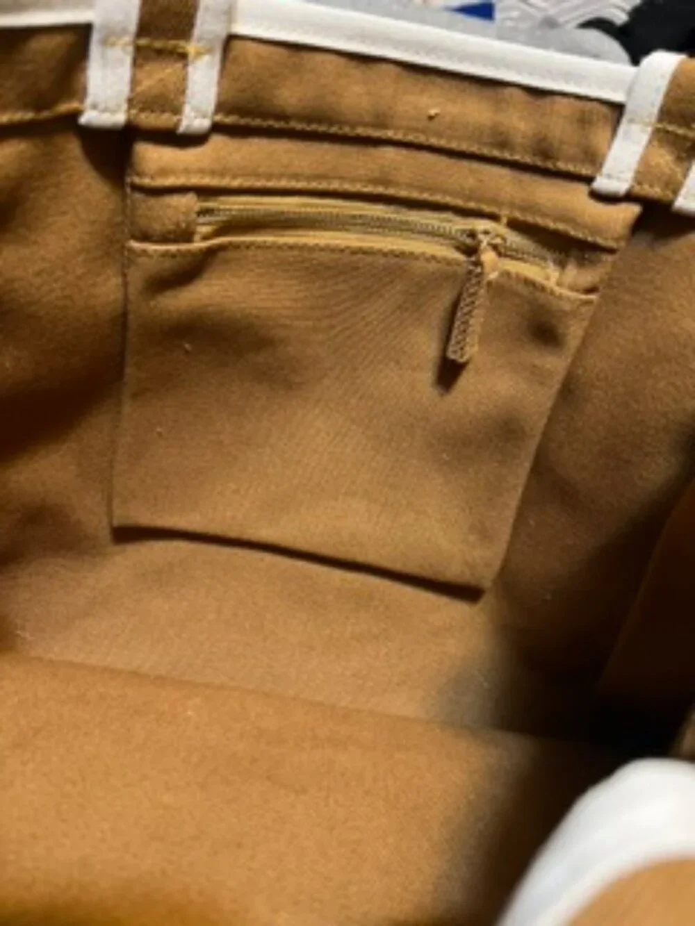 NWOT Sezane New Style Heavyweight Brown/Cream Tote Bag w/ Zipper Compartment
